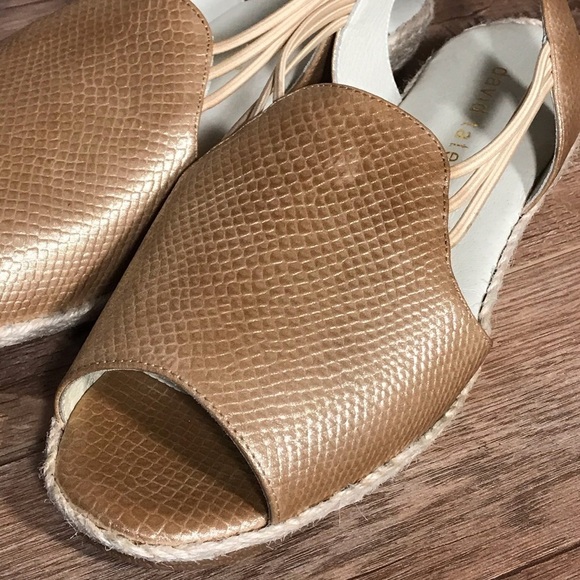 David Tate June Slingback Sandal Womens 9 WW Metallic Matte Gold Espadrille - Picture 10 of 15